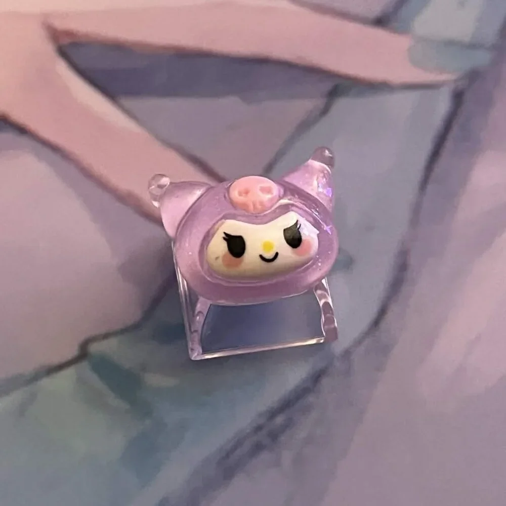 Cute Sanrio Kuromi Kitty Theme Keycap Translucent Base - OEM Mechanical Keyboard